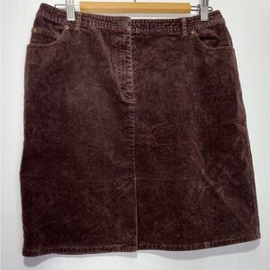 State.ments Classic Corduroy A-Line Front slit Skirt - Deep Brown size 12